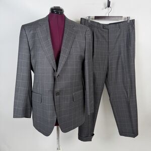 Daniel Cremieux Suit 42S 37x29 Gray Windowpane Check Loro Piana Summer Wish